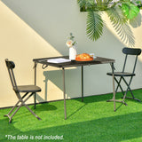 2 Pieces Outdoor Folding Chair Set with Sturdy Frame and Ergonomic Backrest-Black
