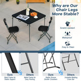 2 Pieces Outdoor Folding Chair Set with Sturdy Frame and Ergonomic Backrest-Black