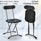 2 Pieces Outdoor Folding Chair Set with Sturdy Frame and Ergonomic Backrest-Black