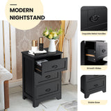 3 Drawers End Storage Wood Side Nightstand