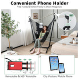Height Adjustable Hammock Chair with Phone Holder and Side Pocket-Gray