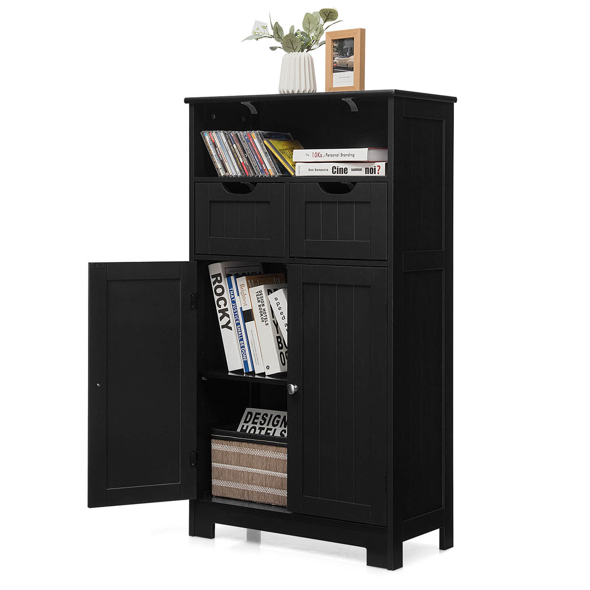 Bathroom Wooden Side Cabinet  with 2 Drawers and 2 Doors
