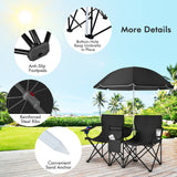 Portable Folding Picnic Double Chair with Umbrella