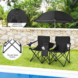 Portable Folding Picnic Double Chair with Umbrella