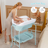 Portable Baby Changing Table with Storage Basket and Shelves