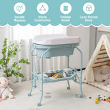 Portable Baby Changing Table with Storage Basket and Shelves