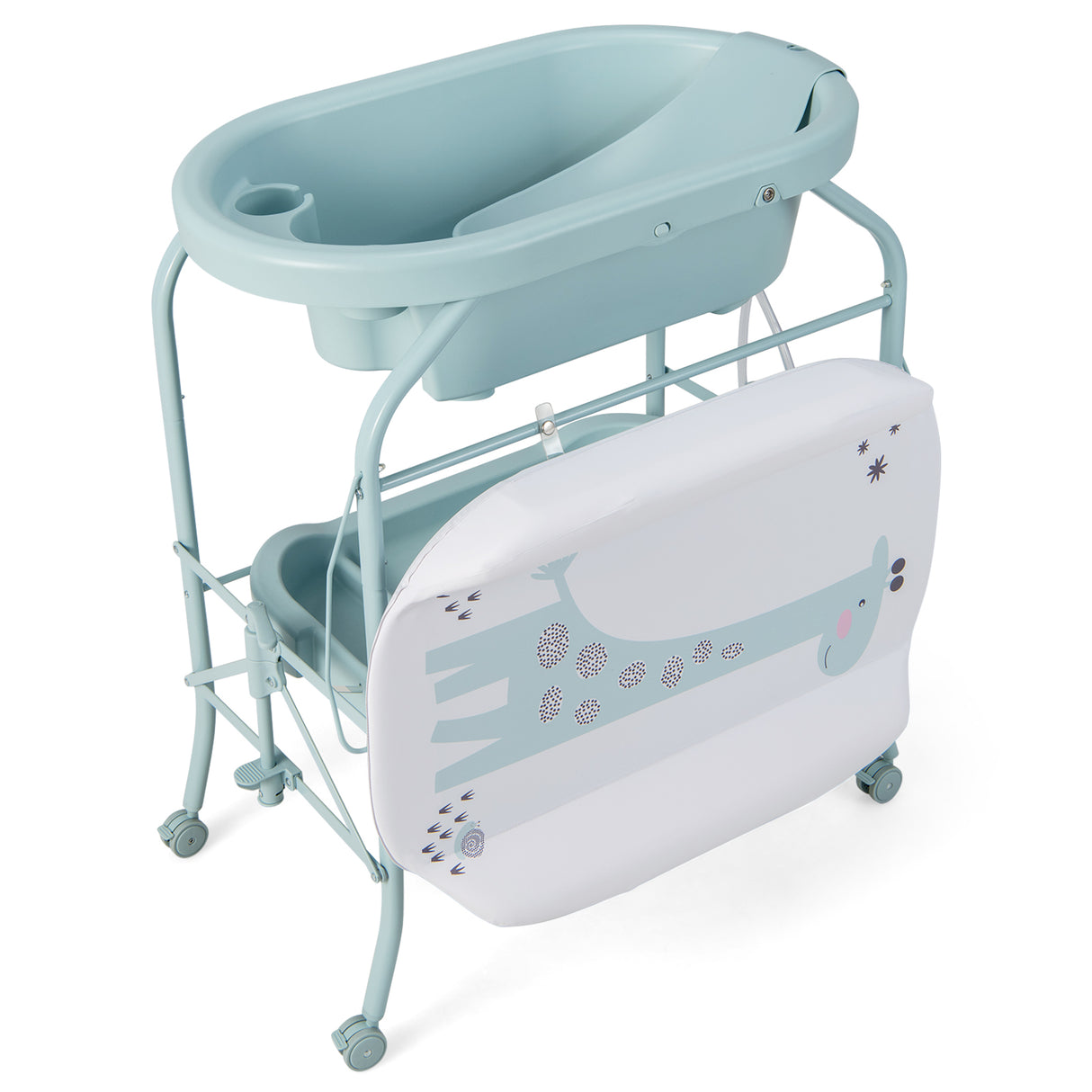 Portable Baby Changing Table with Storage Basket and Shelves