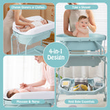 Portable Baby Changing Table with Storage Basket and Shelves