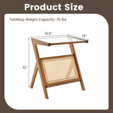 Boho End Table with Magazine Rack and Tempered Glass Top