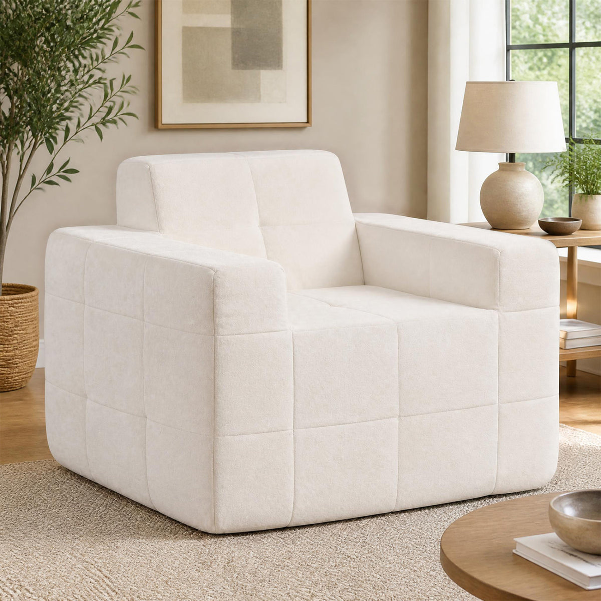 Boneless Single Sofa Chair Cloud Sofa with Terry Cloth Upholstery
