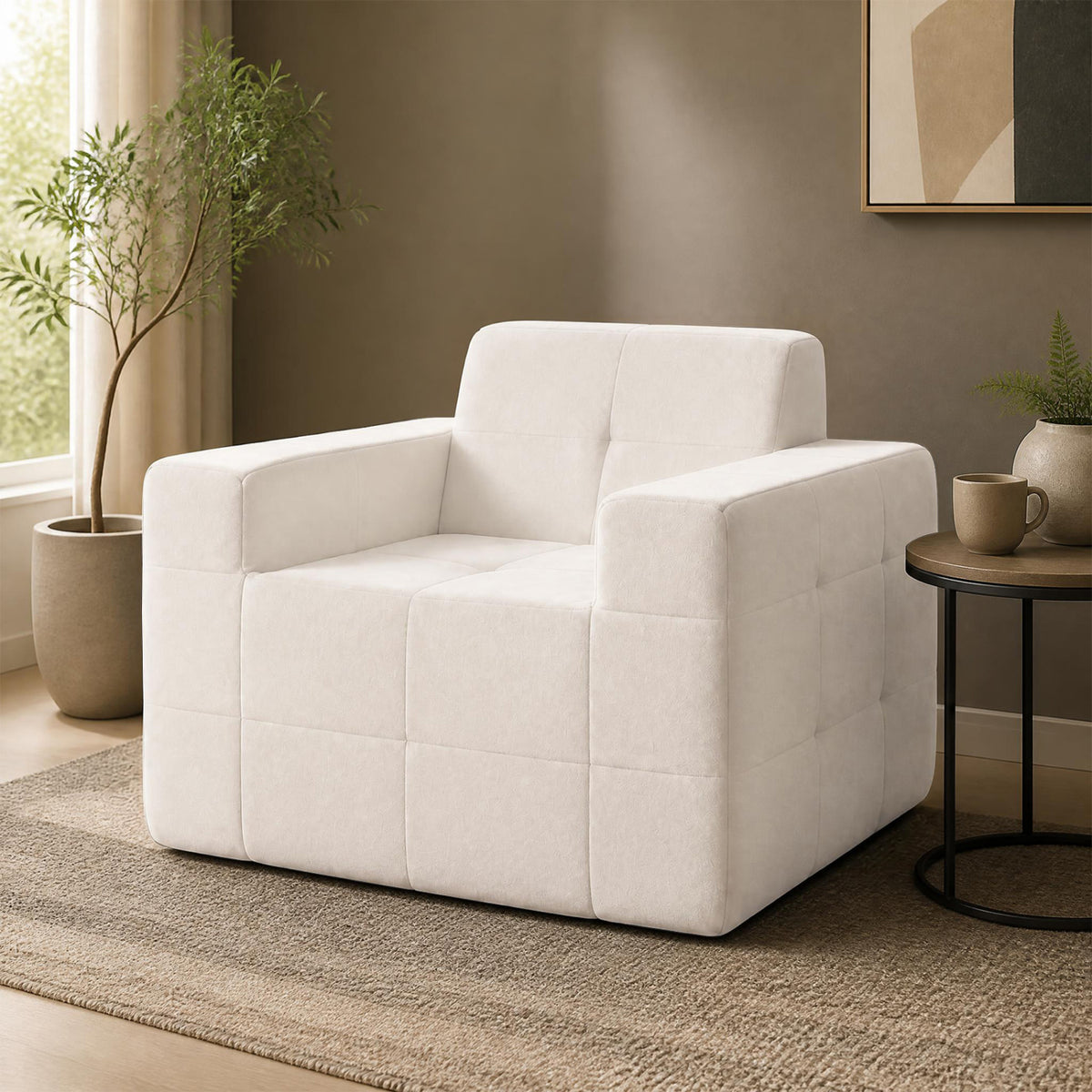 Boneless Single Sofa Chair Cloud Sofa with Terry Cloth Upholstery