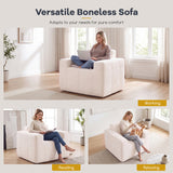 Boneless Single Sofa Chair Cloud Sofa with Terry Cloth Upholstery
