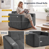 Boneless Single Sofa Chair Cloud Sofa with Terry Cloth Upholstery