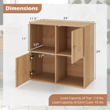 4-Cube Bookcase 3-Tier Bookshelf with Dual Anti-Tipping Kits and 2 Cabinets