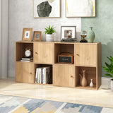 4-Cube Bookcase 3-Tier Bookshelf with Dual Anti-Tipping Kits and 2 Cabinets