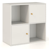 4-Cube Bookcase 3-Tier Bookshelf with Dual Anti-Tipping Kits and 2 Cabinets