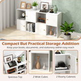 4-Cube Bookcase 3-Tier Bookshelf with Dual Anti-Tipping Kits and 2 Cabinets
