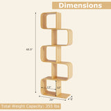 5-Tier S-Shaped Bookcase with 5 Open Cubes for Living Room-Natural