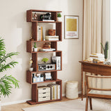 6-Tier Geometric Bookshelf with 2 Anti-Tipping Kits for Home Office