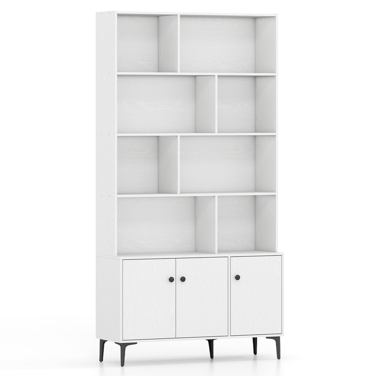 Bookshelf with 3 Doors and 2 Anti-Tipping Kits for Home Office