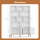 Bookshelf with 4 Doors and 2 Anti-Tipping Kits for Home Office