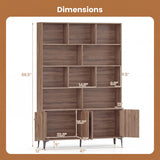Bookshelf with 4 Doors and 2 Anti-Tipping Kits for Home Office