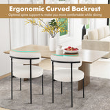 Boucle Dining Chair with Curved Backrest and Metal Legs Set of 4-White