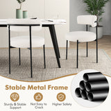 Boucle Dining Chair with Curved Backrest and Metal Legs Set of 4-White