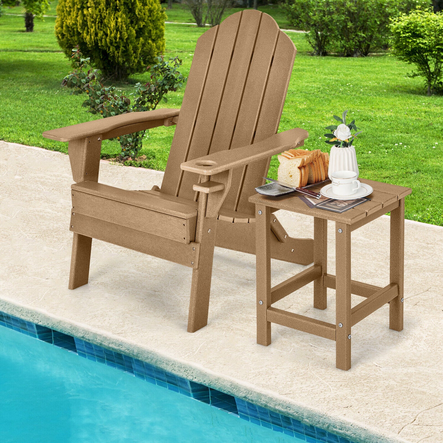 14 Inch Square Weather-Resistant Adirondack Side Table