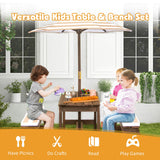 Kids Picnic Table and Bench Set with Cushions and Height Adjustable Umbrella