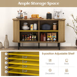 47 Inch Sideboard Buffet Cabinet with Adjustable Shelves for Kitchen Dining Room Living Room Entryway-Oak