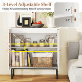 Buffet Cabinet Rattan Storage Cabinet with 2 Doors and Adjustable Shelf