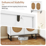 Buffet Cabinet Rattan Storage Cabinet with 2 Doors and Adjustable Shelf