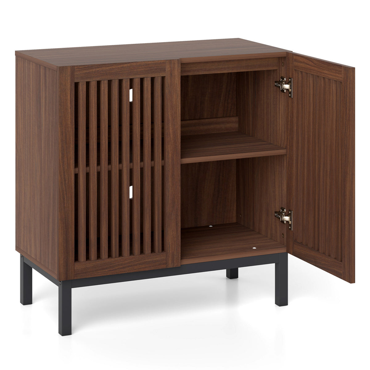 Buffet Cabinet with Storage 32" Wooden Sideboard Coffee Bar Station-Walnut