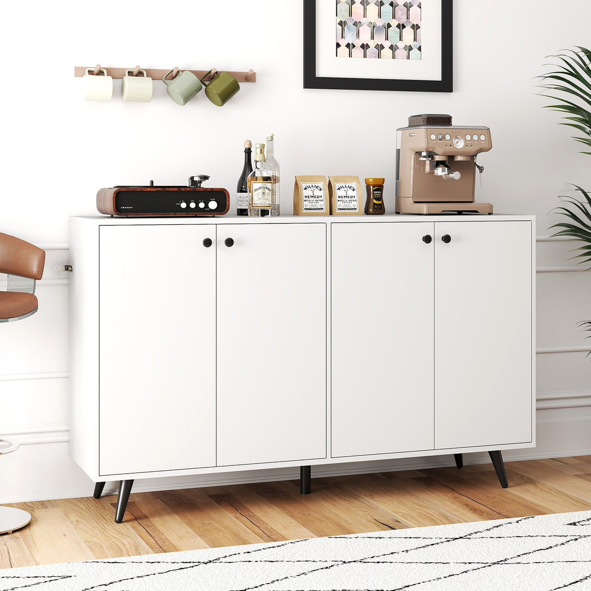Buffet Sideboard Mid Century Modern Storage Cabinet with Adjustable Shelves
