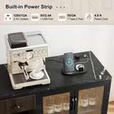 Buffet Sideboard with Doors Power Outlets and LED Light