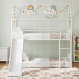 Bunk Bed Twin Over Twin House Bunk Bed Frame with Metal Slats