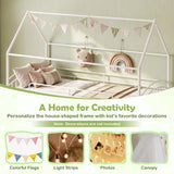 Bunk Bed Twin Over Twin House Bunk Bed Frame with Metal Slats