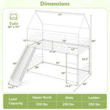 Bunk Bed Twin Over Twin House Bunk Bed Frame with Metal Slats