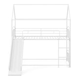 Bunk Bed Twin Over Twin House Bunk Bed Frame with Metal Slats