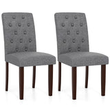 Button Tufted Fabric Upholstered Wooden Dining Chair Set of 2 with High Curved Back