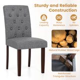Button Tufted Fabric Upholstered Wooden Dining Chair Set of 2 with High Curved Back