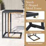 C-Shaped Side Table with Adjustable Foot Pads for Living Room Bedroom-Dark Gray