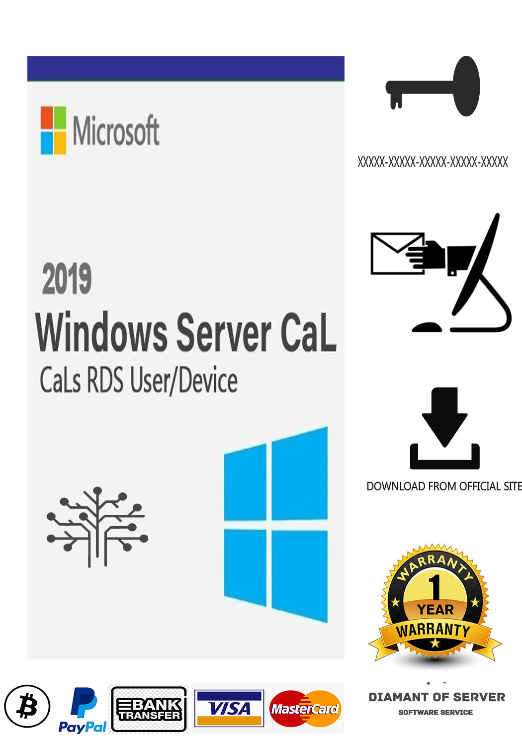 Cals Windows Server 2019 Genuine Retail Serial Key