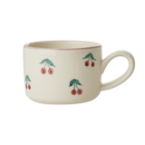 Ceramic Cappuccino Cup with Hand Painted Cherries - 6.7 oz