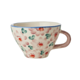 Ceramic Tea Cup with Hand Painted Flowers - Pink - 5.0 oz