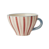 Ceramic Tea Cup with Hand Painted Stripes - 5.0 oz