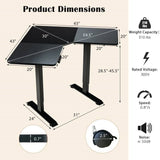 Black L-shaped Corner Desk for Sitting or Standing with Electric Lift