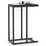 C-shaped End Table Slide Under Couch TV Tray for Coffee Laptop Tablet