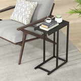 C-shaped Side Table with Heavy-duty Metal Frame